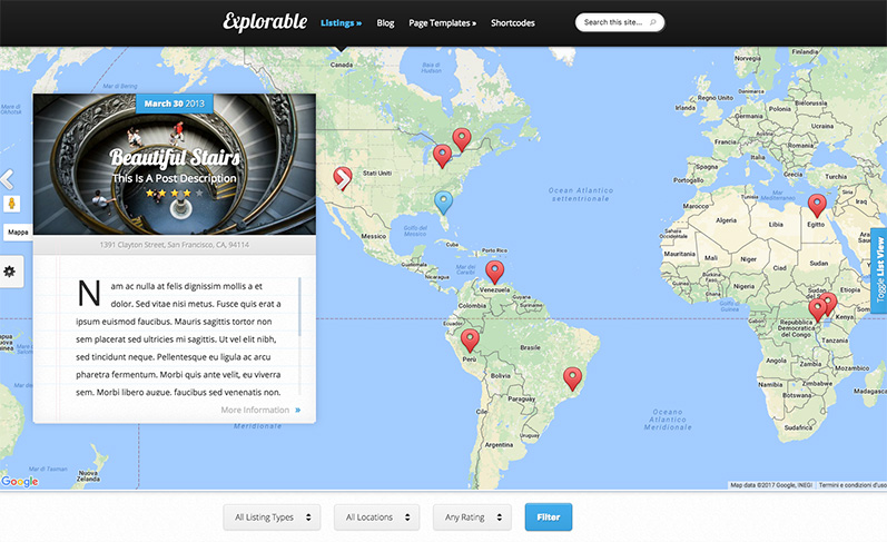 Explorable: tema wordpress sito viaggi