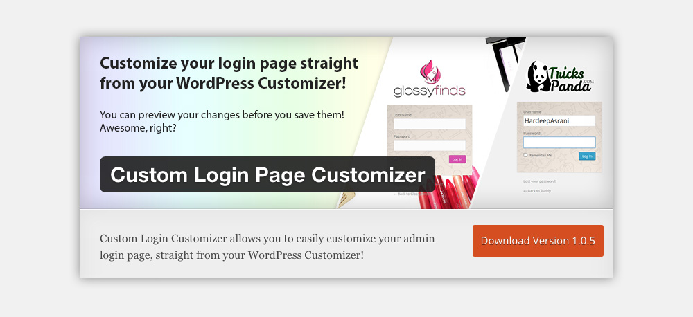 pagina login custom login page customizer