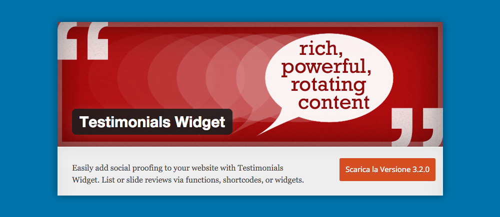 Cosa sono i Widget WordPress e come si usano: Testimonial Widget