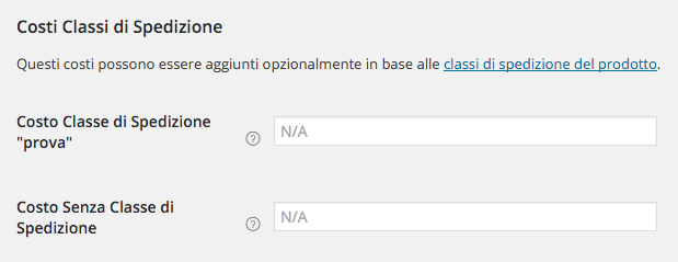 costi classi di spedizione