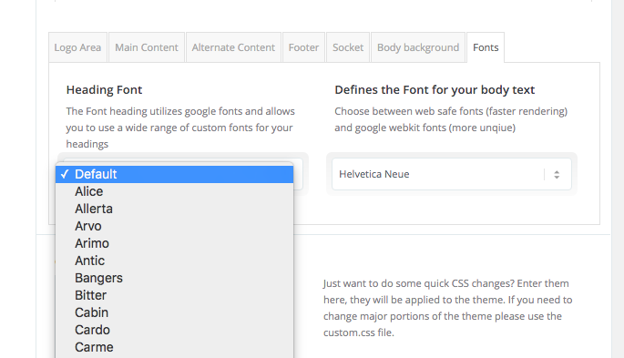 fonts settings