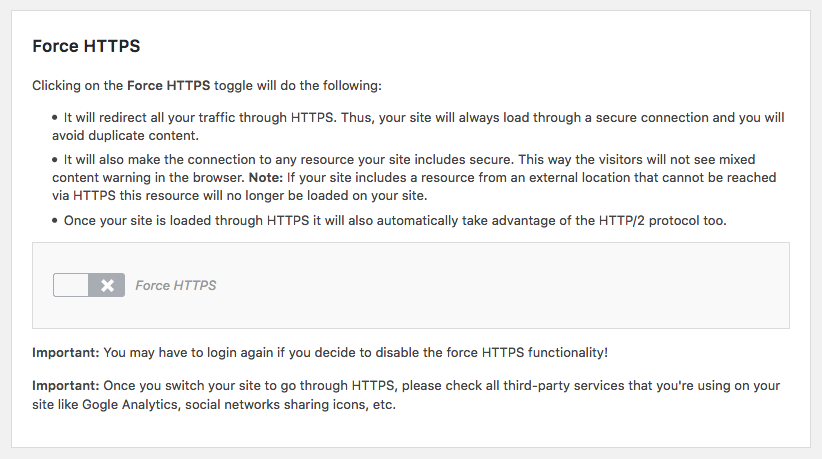 Force HTTPS SiteGround