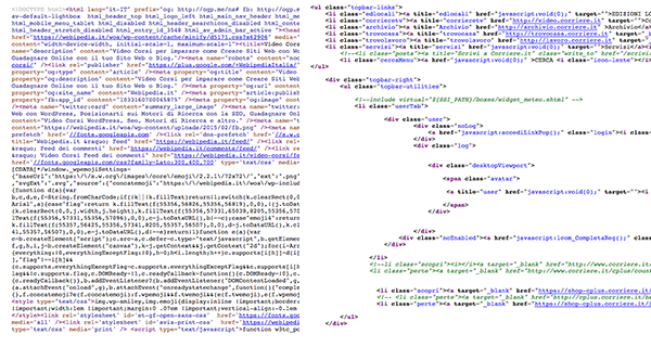 Codice Sorgente Pagina HTML