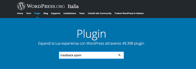 WordPress plugin trackback spam